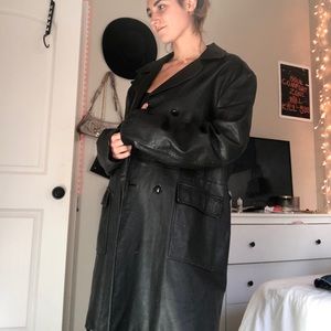Vintage Black Leather Coat